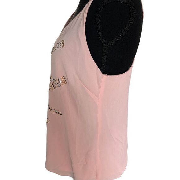 Stoosh blush pink embellished lined tank top with back straps, size S - Picture 2 of 5